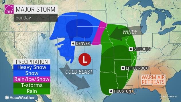 MAP Major storm for the United States Sunday, March 14, 2021 - AccuWeather MAP Major storm for the United States Sunday, March 14, 2021 - AccuWeather