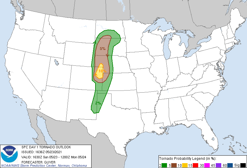 MAP Tornado risk for May 23, 2021 - NWS