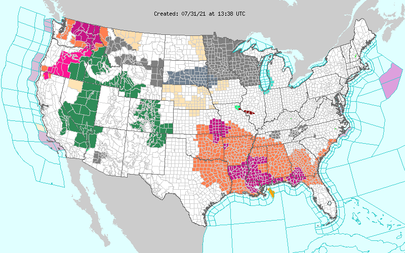 MAP United States weather watches and warnings for July 31, 2021 - NWS MAP United States weather watches and warnings for July 31, 2021 - NWS