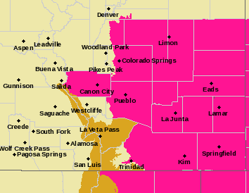 MAP Red Flag Warning for southeast Colorado October 9, 2021 - NWS MAP Red Flag Warning for southeast Colorado October 9, 2021 - NWS