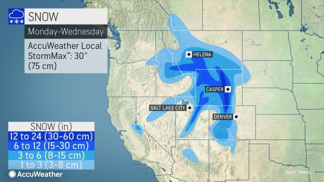 MAP Snowfall amounts across the western United States October 11-13, 2021 - AccuWeather MAP Snowfall amounts across the western United States October 11-13, 2021 - AccuWeather