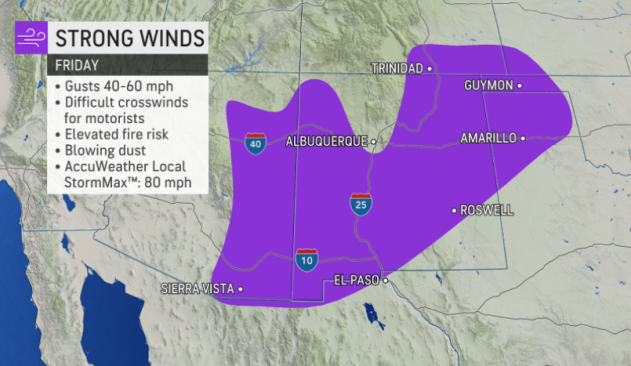MAP Strong winds expected December 24, 2021 - AccuWeather