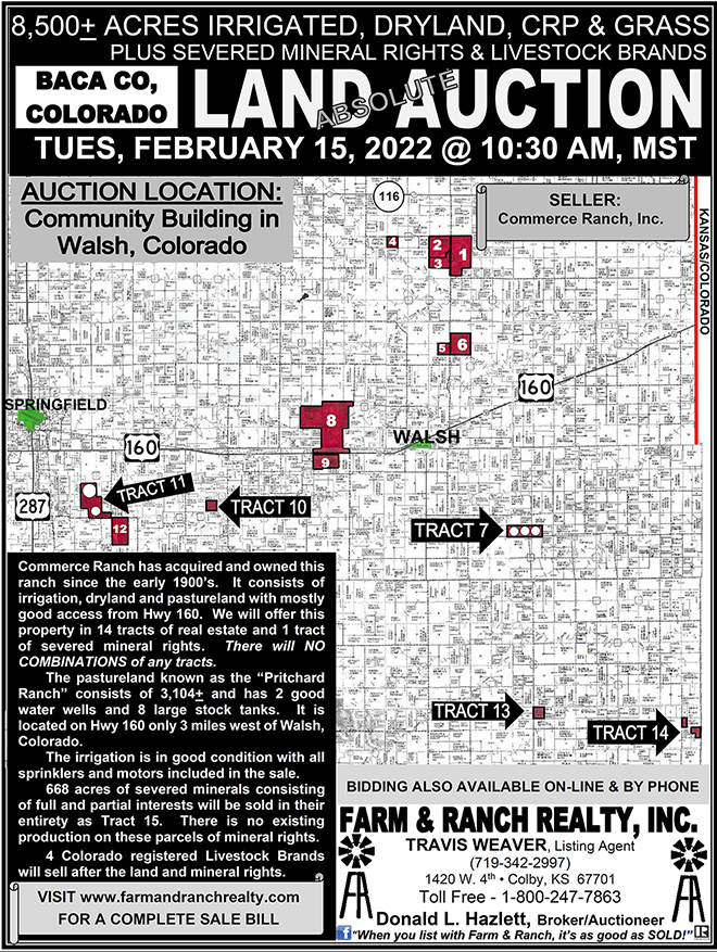 AD 2022-01 Land Auction - Baca County - Farm and Ranch Realty