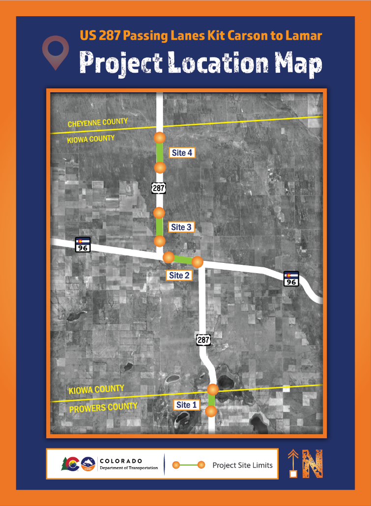 MAP Highway 287 passing lane construction in 2022.