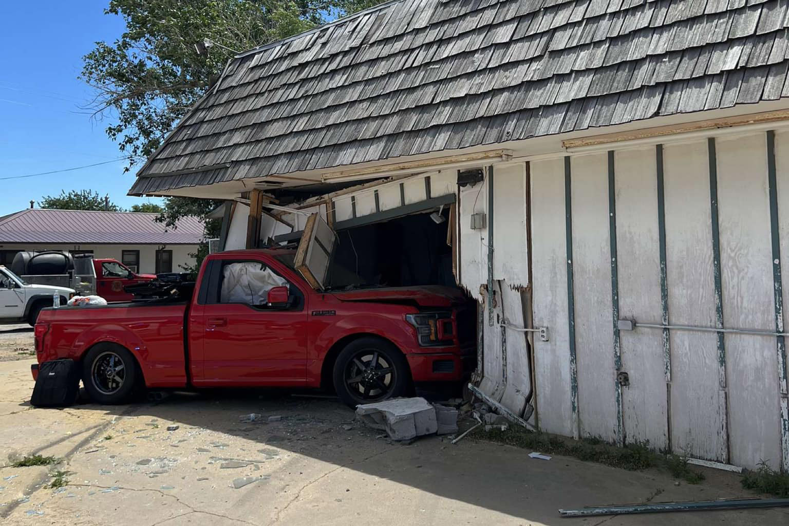 PICT A pickup crashed into a building in Eads June 23, 2022 - KCSO
