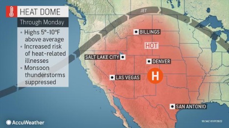MAP Heat dome continues over the western United States throug July 11, 2022- AccuWeather