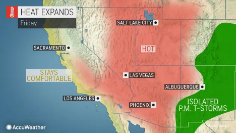 MAP Heat expands across the western United States July 8, 2022 - AccuWeather