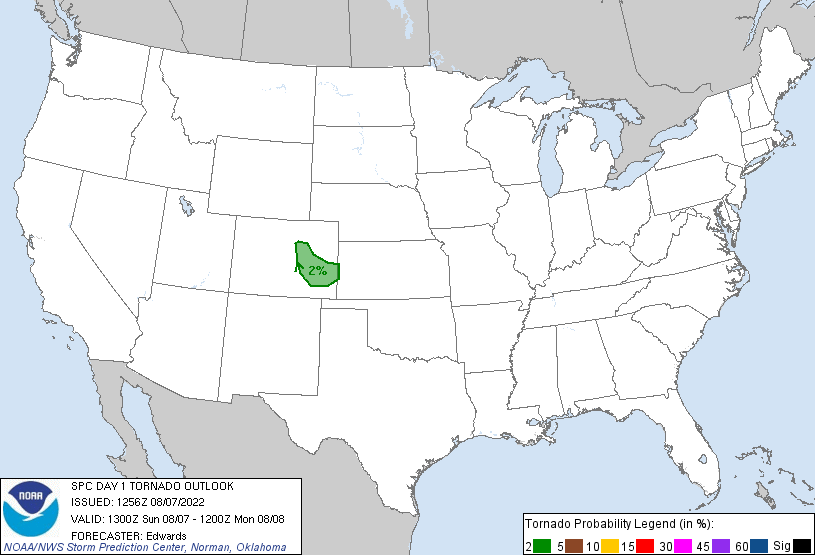 MAP United States tornado outlook for August 7, 2022 - NWS