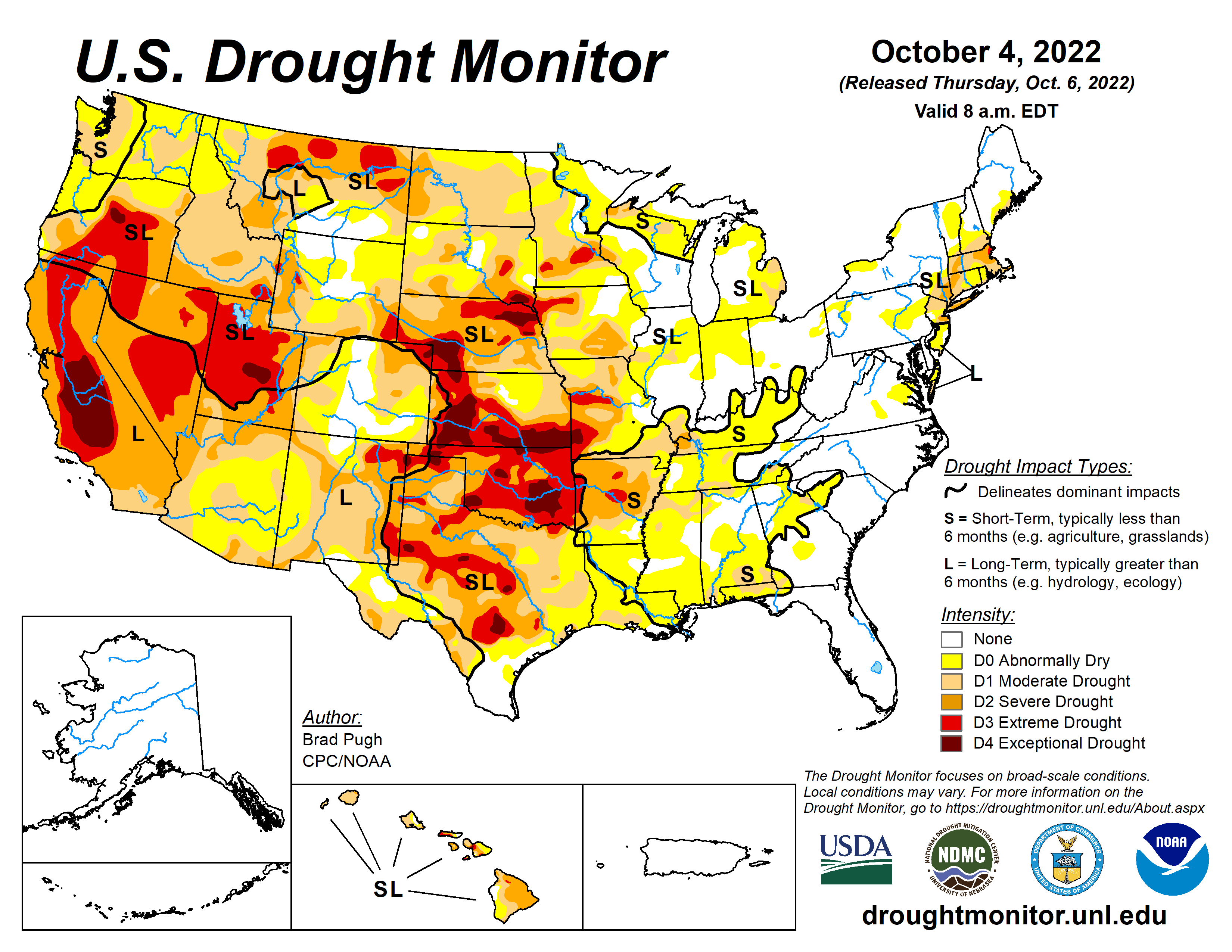 MAP United States Drought Conditions - October 4, 2022 - National Drought Mitigation Center
