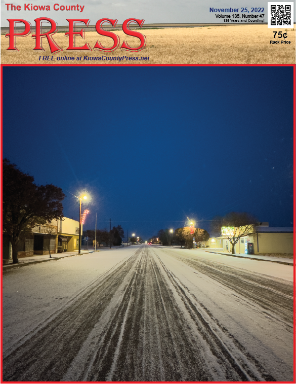 Photo of the Week - 2022-11-25 - Maine Street in Eads as light snow falls in the early morning - Chris Sorensen