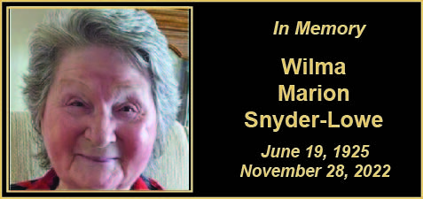 MEMORY Wilma Marion Snyder-Lowe