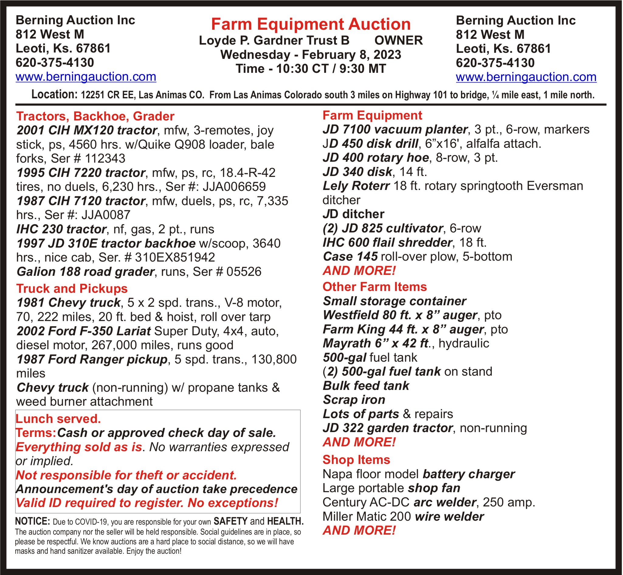 AD 2023-01 Auction - Farm Equipment - Berning Auction