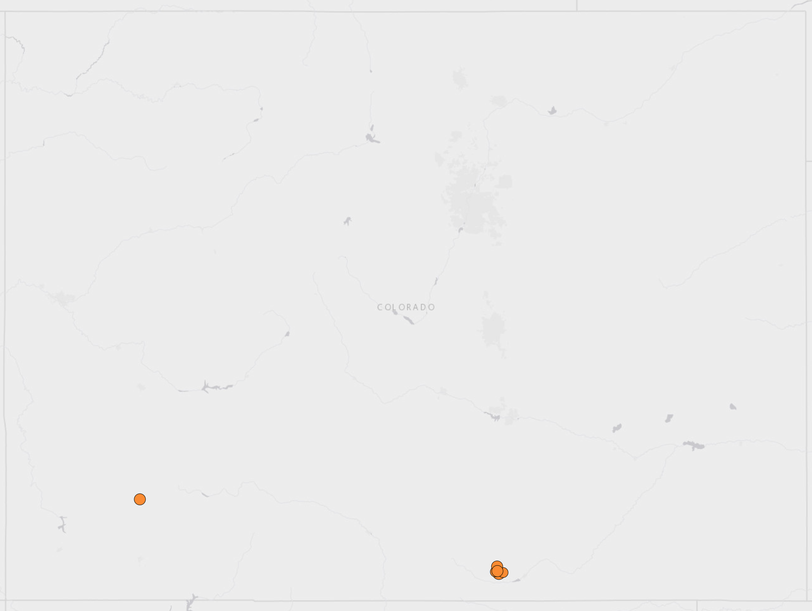 MAP Earthquakes in Las Animas and San Juan counties in Colorado March 9-10, 2023 - USGS