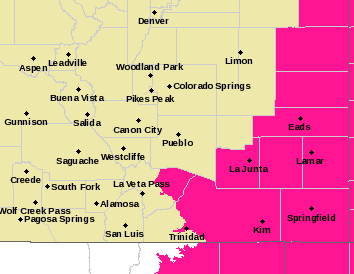 MAP Red flag warning for eastern Colordao for April 7, 2024 - NWS
