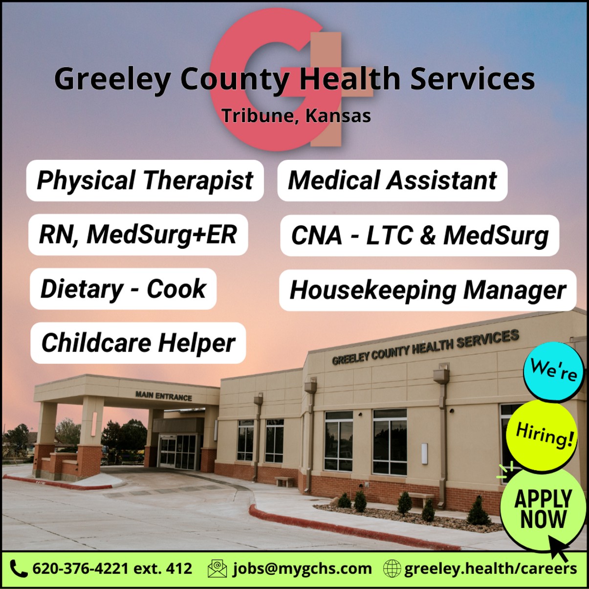 AD 2023-09 Help Wanted - Healthcare - Greeley County Health Services