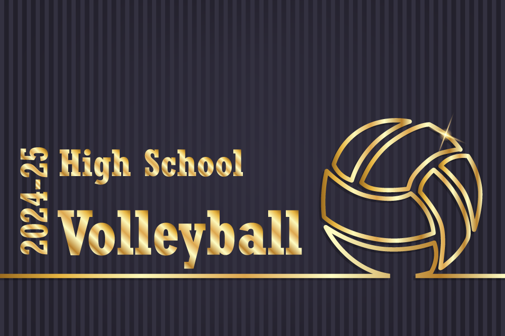 Stylized title card for high school volleyball