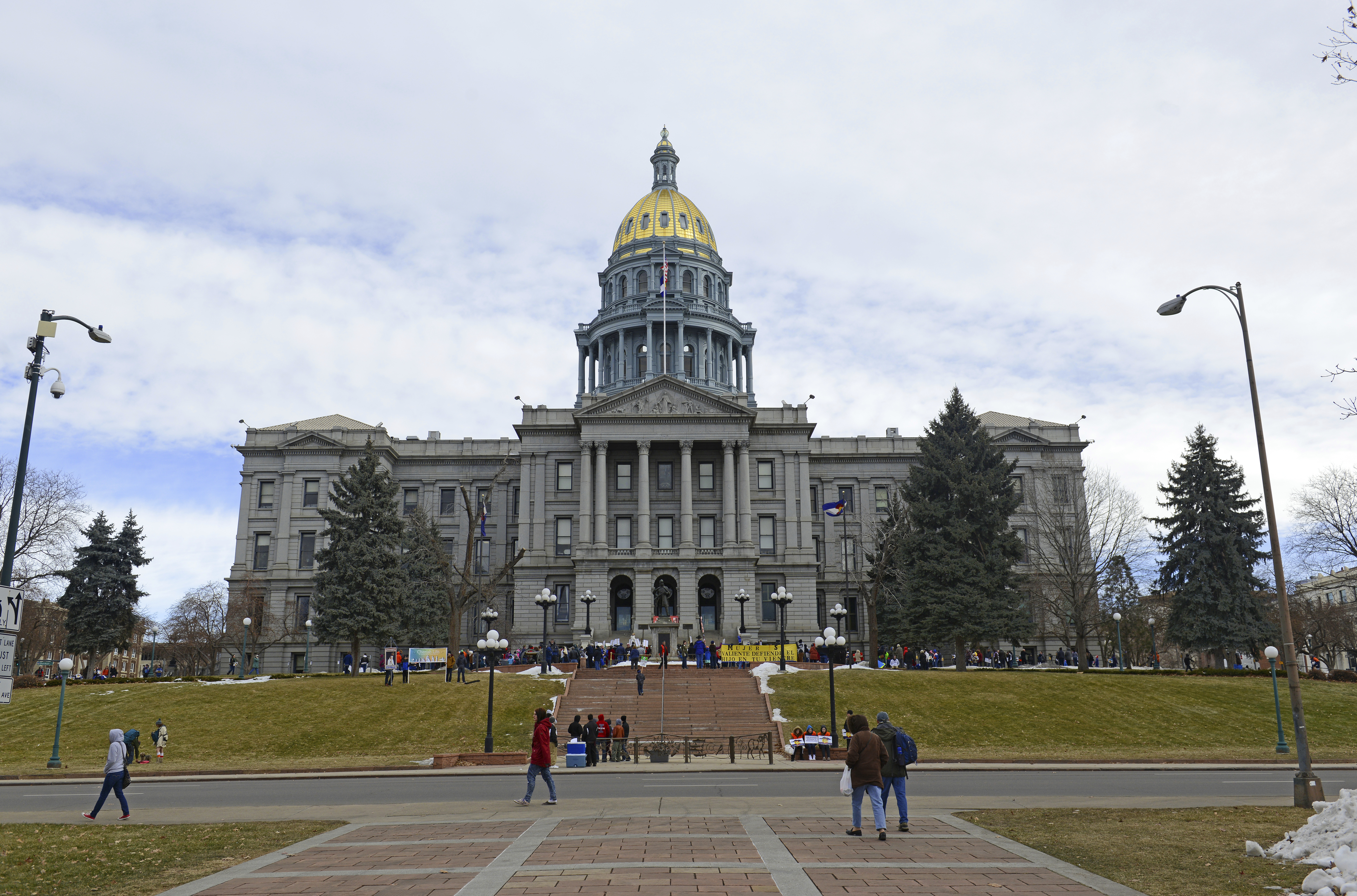 View of the Colorado state capitol building from Denver's Civic Center Park