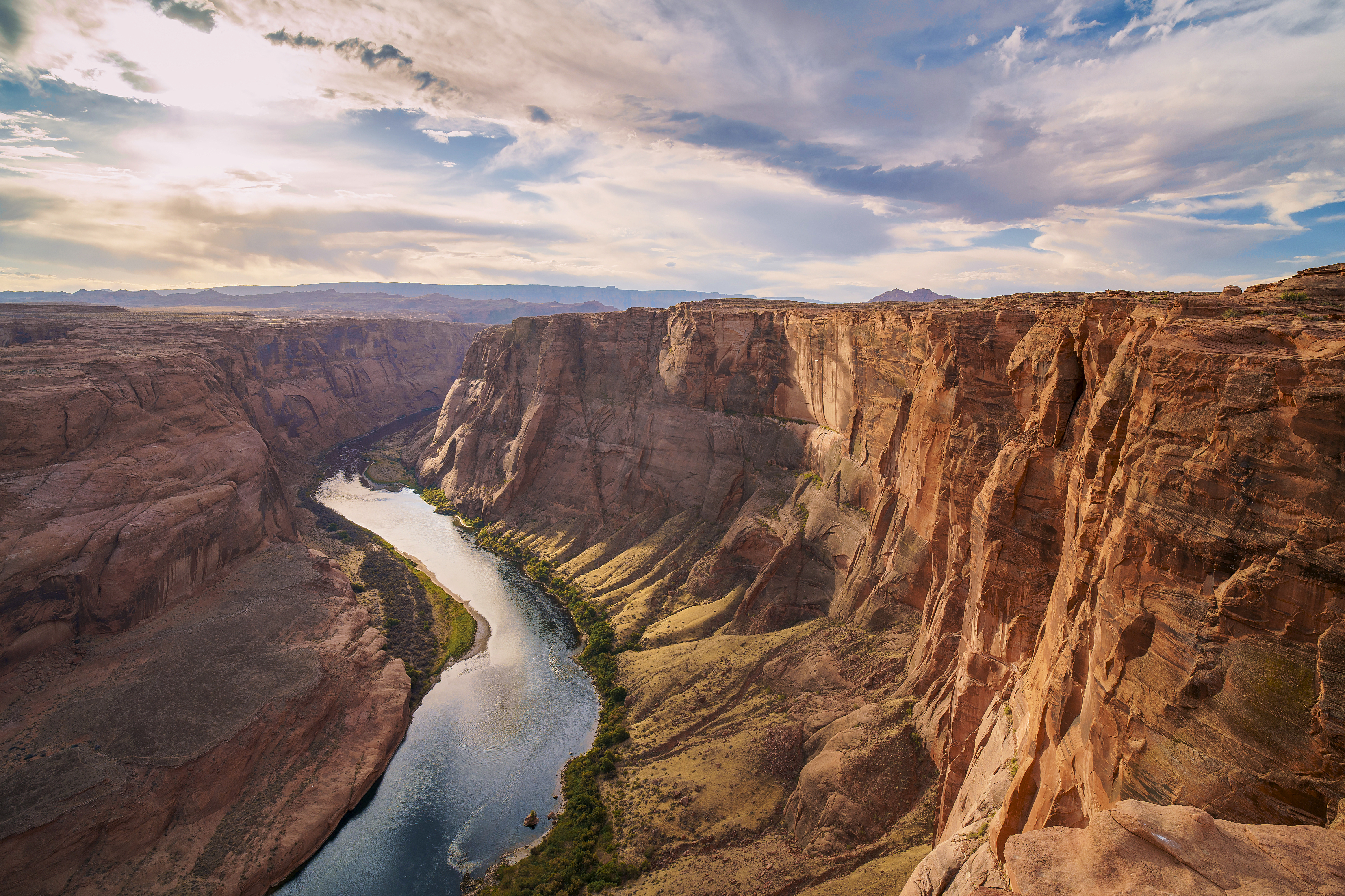 Arial view of the Colorado River running through the Grand Canyon.