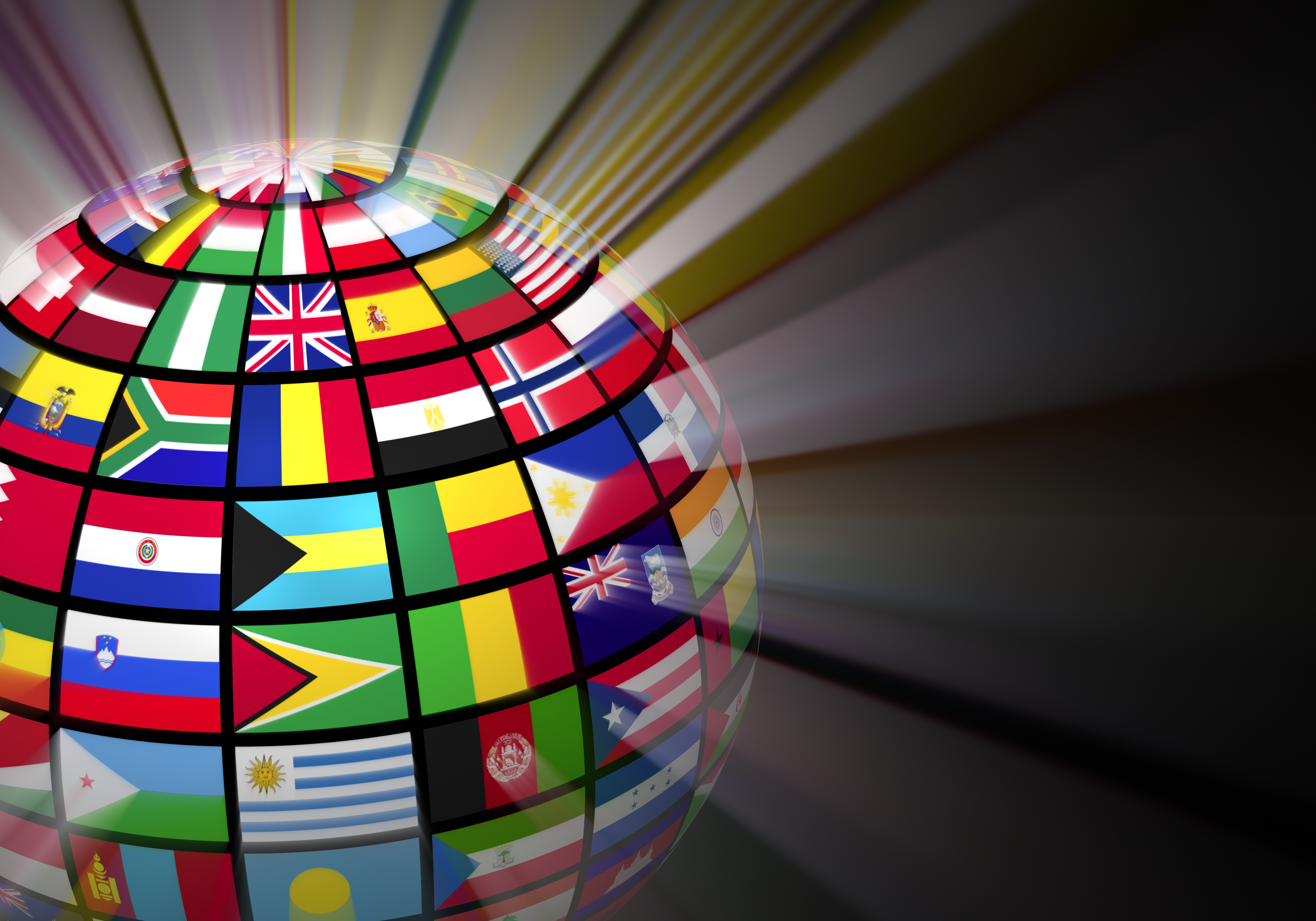 Image of a globe created with flags of countries