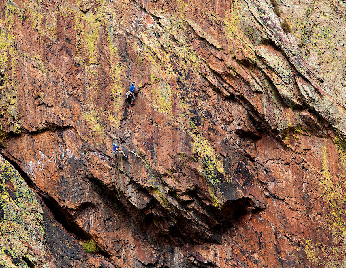 Rock climber at Eldorado State Park in Colorado