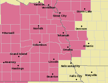 MAP Severe thunderstorm watch for eastern Nebraska for June 21, 2020 - NWS
