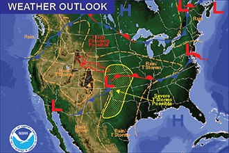 National Weather Map for May 8, 2016