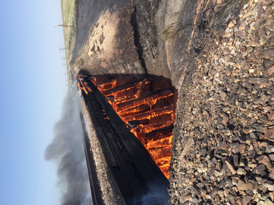 Highway 96 Reopens following Rail Bridge Fire Near Haswell Kiowa