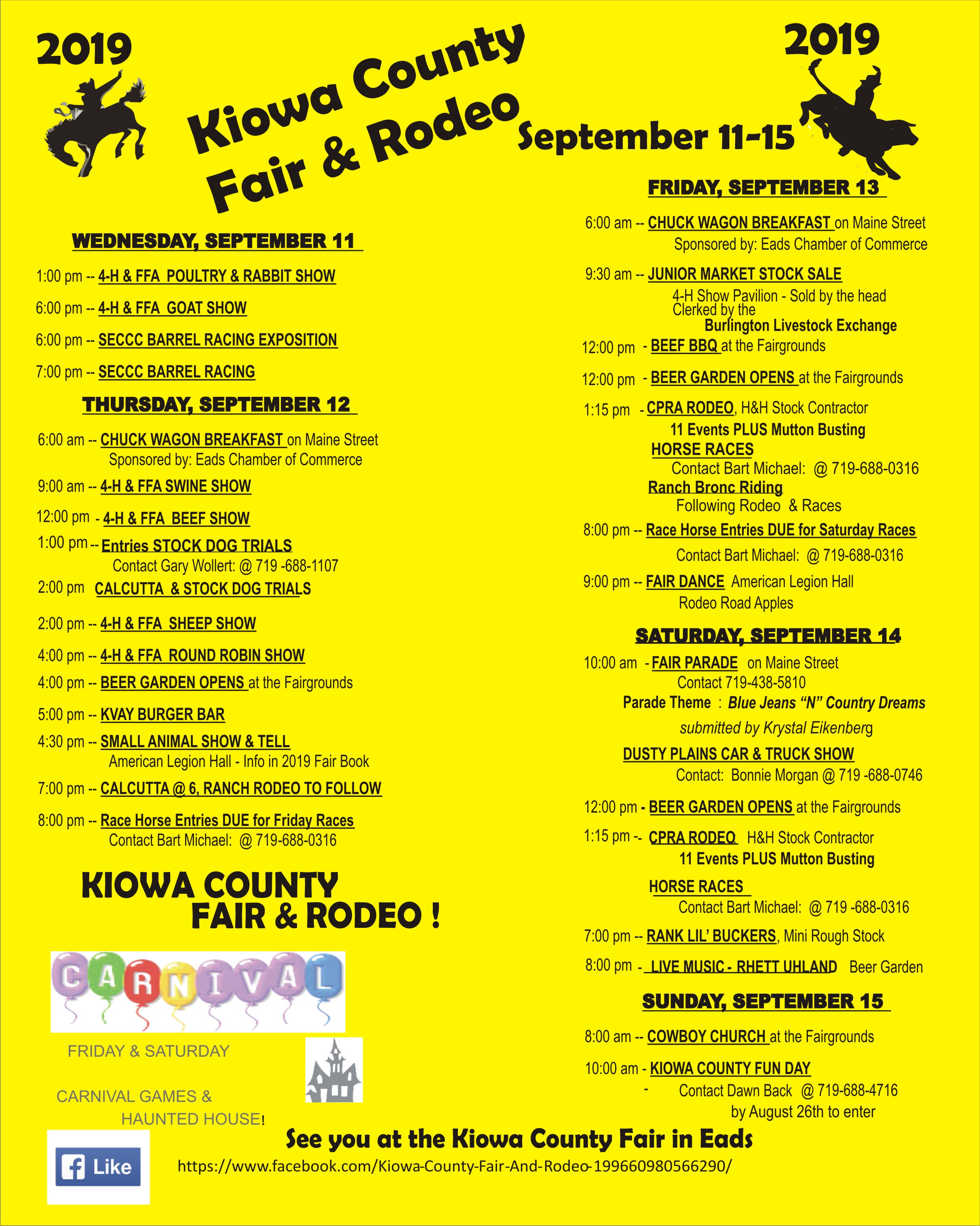 2019 Kiowa County Fair events schedule Kiowa County Press Eads