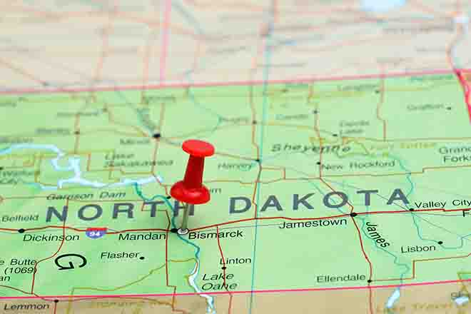 PROMO 64J1 Map - North Dakota State Map - iStock - dk_photos