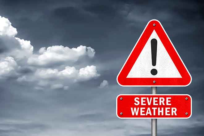 PROMO 64J1 Weather - Severe Thunderstorm Sign - iStock - gguy44