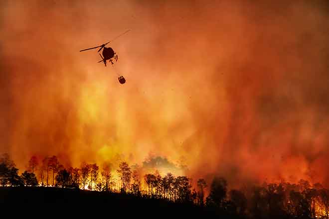 PROMO Outdoors - Fire Forest Trees Helicopter - iStock - Toa55