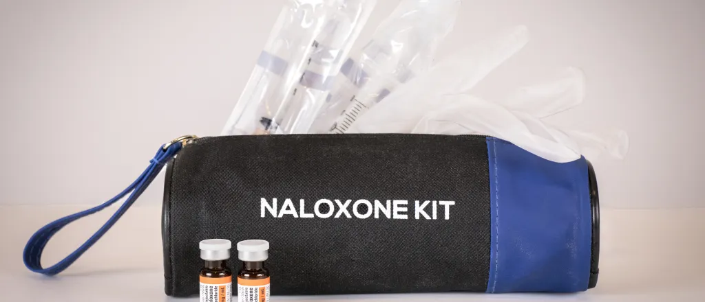 Naloxone (NARCAN) emergency kit for for treating opioid overdoses