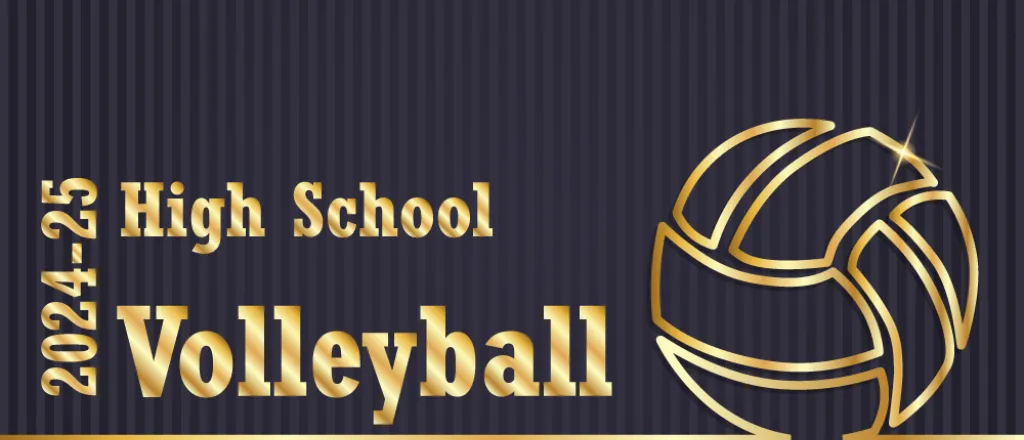 Stylized title card for high school volleyball