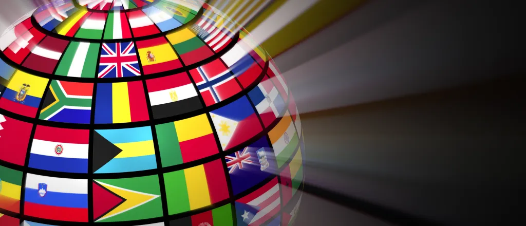 Image of a globe created with flags of countries