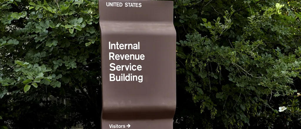 Outdoor sign for a United States Internal Revenue Service building.