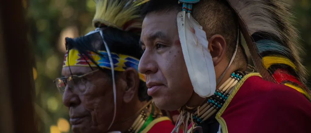 Anadarko, Oklahoma, U.S.A. - October 11, 2015: Kiowa war veterans, seated during the Blackleggings Warrior Society Pow-wow.