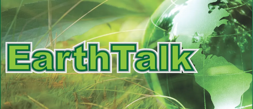 Title card for the EarthTalk environmental column showing a green glass globe.