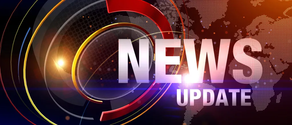 PROMO HIRES CROPPED Media - News Update - INDU BACHKHETI - iStock-1336427297 Concept graphic with the words "News Update" over a map representing the continents of Earth.