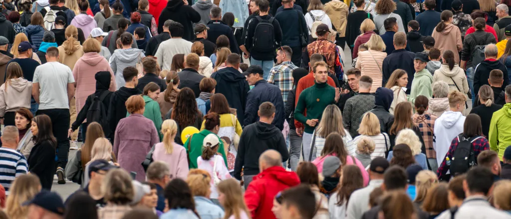 PROMO HIRES Miscellaneous - Protest Politics Demonstration Crowd - Diy13 - iStock-2187299309 Overhead view of a large crowd of people