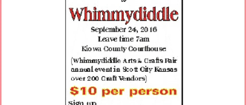 Take the Kiowa County Transit Van to Whimmydiddle