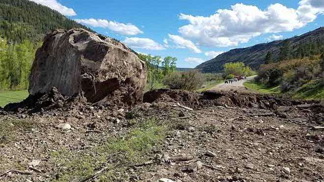 Rock slide cuts Highway 145 in southwest Colorado