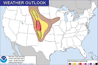 Large Hail, Tornadoes Expected Monday Afternoon