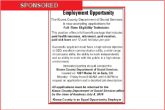 Employment Opportunity - Kiowa County Dept. of Social Services
