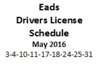 Drivers License Schedule - May