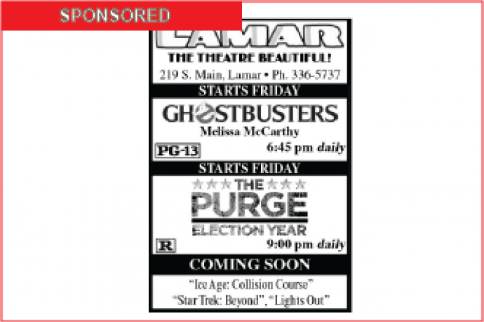 Lamar Theatre Ad - August 5, 2016 Lamar Theatre Ad - August 5, 2016