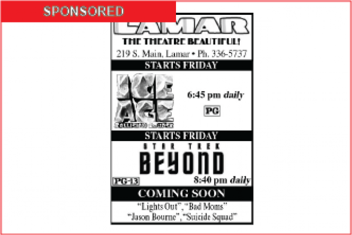 Lamar Theatre Ad - August 12, 2016 Lamar Theatre Ad - August 12, 2016