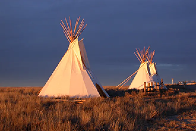 Tipis on display at the Sand Creek Massacre National Historic Site in Kiowa County, Colorado. Photo by Jeanne Sorensen.