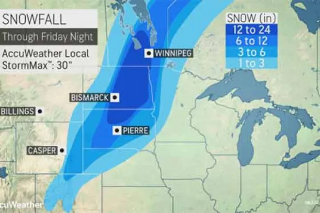 MAP Projected snowfall through October 11, 2019 - AccuWeather
