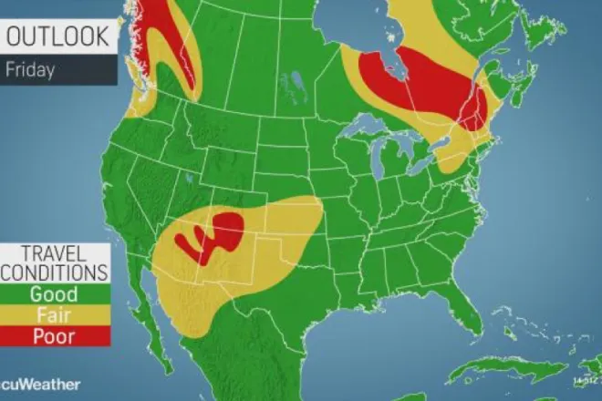 MAP Friday travel condition outlook - AccuWeather