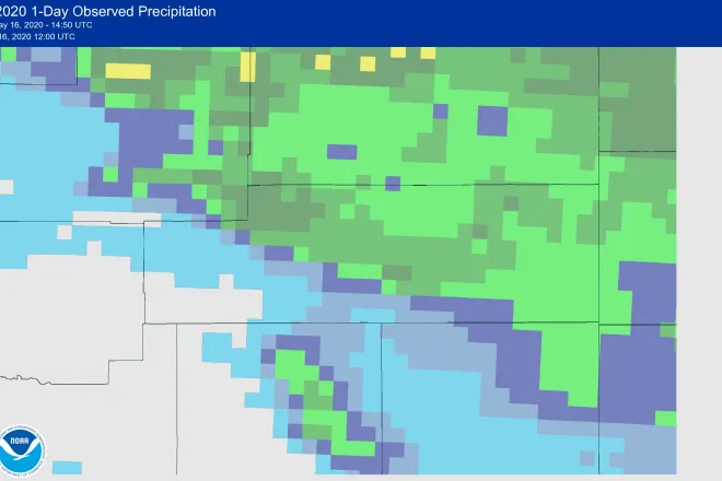 MAP May 16, 2020 1-Day Observed Precipitation in southeast Colorado - NWS